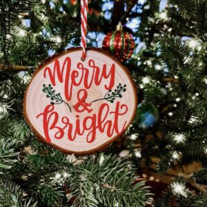 Heat press decorated Christmas ornament