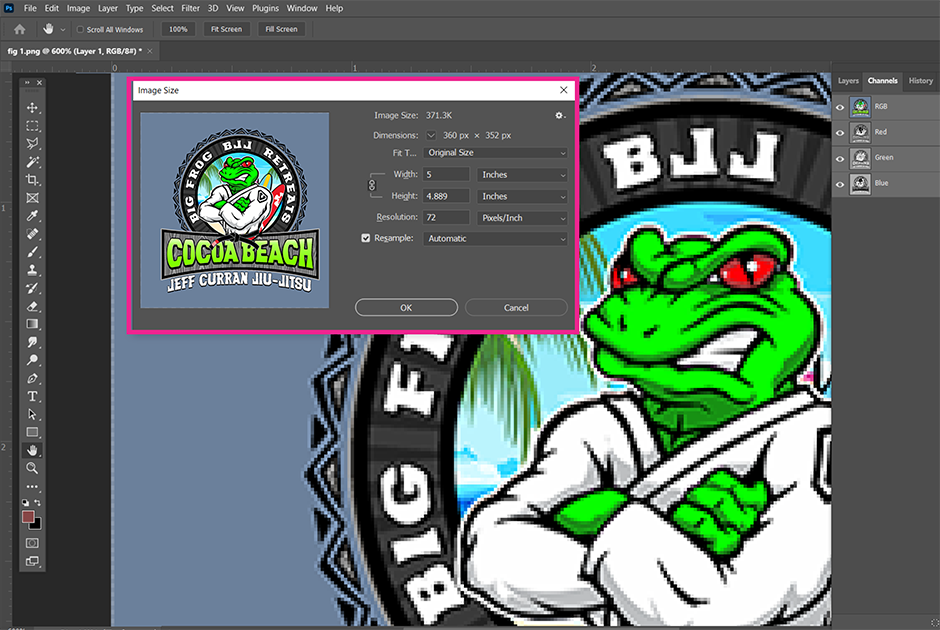 Adobe Photoshop design for screen printing decorated apparel