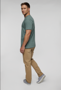 Male model wearing a t-shirt and chinos